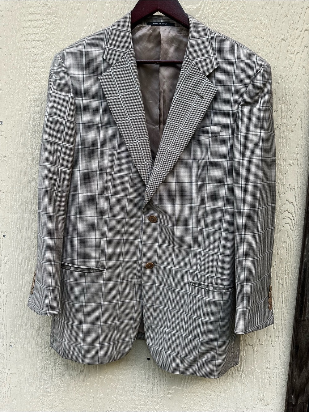 Armani Collezioni Wool Houndstooth Sport Coat Blazer 40R Made Italy